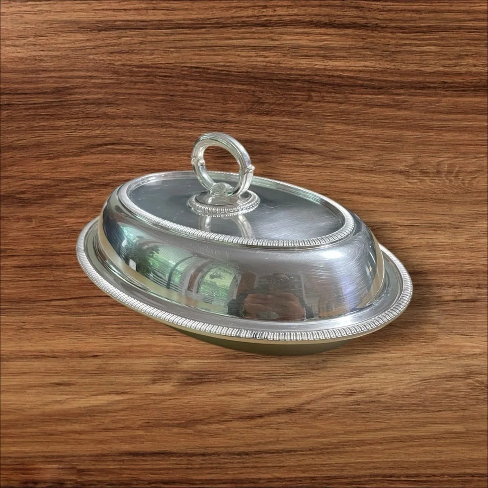 Vintage EPNS Silver Plated Covered Serving Dish England Oval Buffet Server